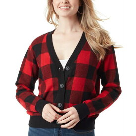 ジェシカシンプソン レディース ニット&セーター アウター Women's Buffalo Plaid Jacquard Button-Front Cardigan Sweater Claret Red-buffalo Check