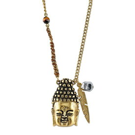 1928 メンズ ネックレス・チョーカー アクセサリー by 1928 Waxed Linen Wrapped Chain with 14 K Gold Dipped Buddha Head Necklace Gold