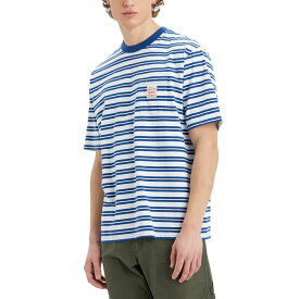 リーバイス メンズ Tシャツ トップス Men's Workwear Relaxed-Fit Stripe Pocket T-Shirt, Created for Macy's Stripe Limoges White