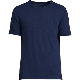 ランズエンド メンズ Tシャツ トップス Men's Short Sleeve Garment Dye Slub Pocket Tee Deep sea navy