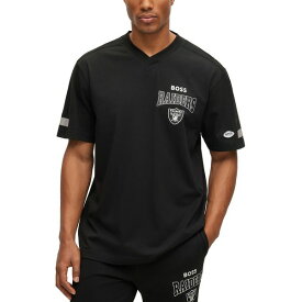 ヒューゴボス メンズ Tシャツ トップス BOSS by Hugo Boss x NFL Men's T-shirt Collection Las Vegas Raiders - Black