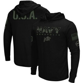 コロシアム メンズ Tシャツ トップス Navy Midshipmen Colosseum OHT Military Appreciation Hoodie Long Sleeve TShirt Black