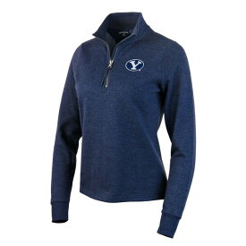 アンティグア レディース パーカー・スウェットシャツ アウター BYU Cougars Antigua Women's Action QuarterZip Pullover Sweatshirt Heather Navy