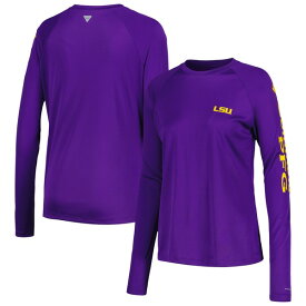 コロンビア レディース Tシャツ トップス LSU Tigers Columbia Women's PFG Tidal Long Sleeve TShirt Purple