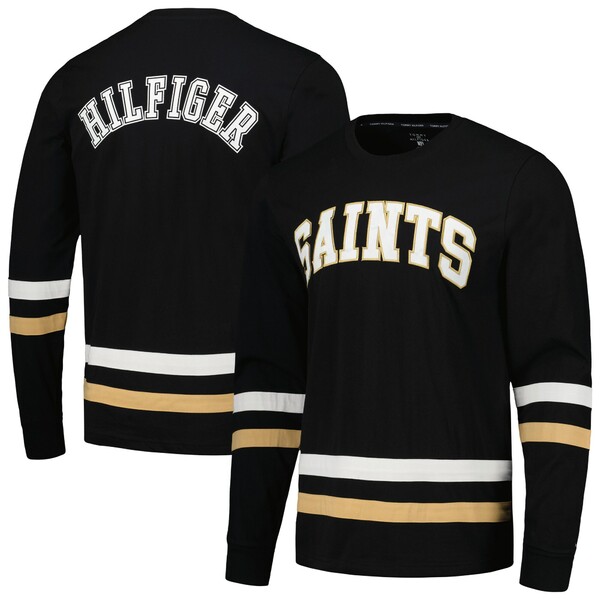 トミー ヒルフィガー メンズ Tシャツ トップス New Orleans Saints Tommy Hilfiger Nolan Long Sleeve TShirt Black/Gold