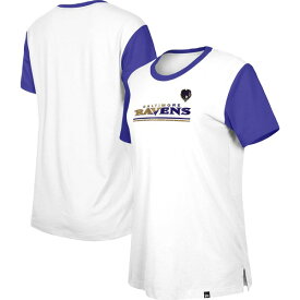 ニューエラ レディース Tシャツ トップス Baltimore Ravens New Era Women's Third Down Colorblock TShirt White/Purple