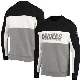 ジャンクフード メンズ シャツ トップス Las Vegas Raiders Junk Food Color Block Pullover Sweatshirt Black/Silver