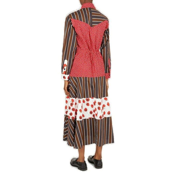 ケンゾー レディース ジャケット＆ブルゾン アウター Patchwork-detailed Flared Shirt Dress Moroccan Brown：asty