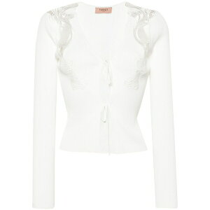 �c�C���Z�b�g ���f�B�[�X �J�[�f�B�K�� �A�E�^�[ Lace laced-up cardigan White
