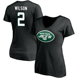 ファナティクス レディース Tシャツ トップス New York Jets Fanatics Branded Women's Team Authentic Personalized Name & Number VNeck TShirt Wilson,Zach-2