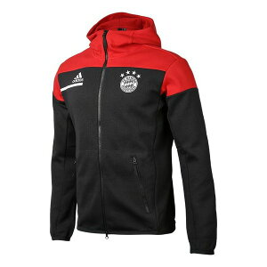 adidas アディダス メンズ スニーカー 【adidas Fcb zn 20-21 Season Bayern Munich Soccer/Football Sports Hooded Jacket Black Red GN5916】 サイズ US_M_XL