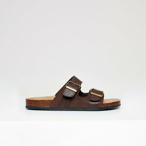 �X���b�h�x�A �����Y �T���_�� �V���[�Y Men's Slip-On Two Buckle Strap Flat Sandals