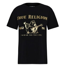 【送料無料】 トゥルーレリジョン レディース Tシャツ トップス Buddha Logo T Shirt Black/Gold