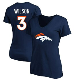 ファナティクス レディース Tシャツ トップス Russell Wilson Denver Broncos Fanatics Branded Women's Plus Size Player Name & Number VNeck TShirt Navy