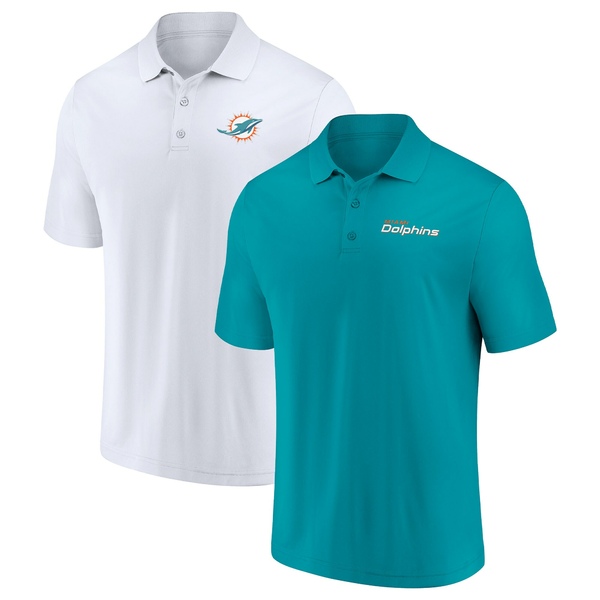 激安 ファナティクス メンズ Tシャツ トップス Miami Dolphins Fanatics Branded Solid TwoPack Polo Set Aqua White