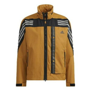 adidas AfB_X Y Xj[J[ yMen's adidas Logo Stripe Printing Hooded Jacket Brown HE9910z TCY US_M_S