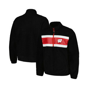 �J�[���o���N�X �����Y �p�[�J�[�E�X�E�F�b�g�V���c �A�E�^�[ Men's Black Wisconsin Badgers Pinch Runner Half-Zip Top Black