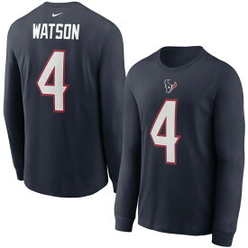 ナイキ メンズ Tシャツ トップス Deshaun Watson Houston Texans Nike Player Name & Number Long Sleeve TShirt Navy