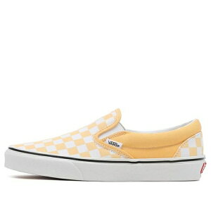 Vans �o���Y �����Y �X�j�[�J�[ �yVans Checkerboard Classic Slip-On Low-Top Sneakers White/Yellow VN000XG8AZV�z �T�C�Y US_10.5(28.5cm)