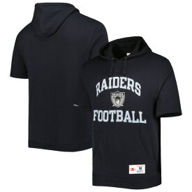 ミッチェル&ネス メンズ パーカー・スウェットシャツ アウター Las Vegas Raiders Mitchell & Ness Washed Short Sleeve Pullover Hoodie Black