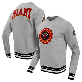 プロスタンダード メンズ パーカー・スウェットシャツ アウター Miami Heat Pro Standard Crest Emblem Pullover Sweatshirt Heather Gray