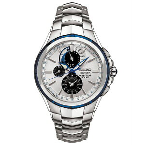 セイコー レディース 腕時計 アクセサリー Men's Solar Coutura Chronograph Stainless Steel Bracelet Watch 44mm Blue