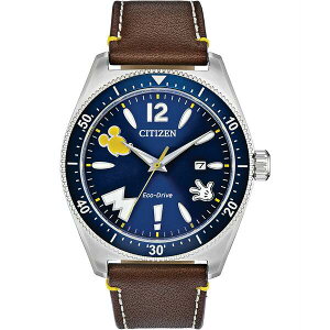 V`Y fB[X rv ANZT[ Mickey Mouse Classic Brown Leather Strap Watch 43mm Brown