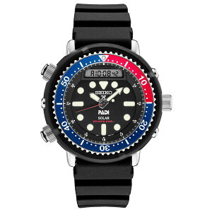 セイコー レディース 腕時計 アクセサリー Men's Solar Analog-Digital Prospex Divers Black Silicone Strap Watch 47.8mm Black