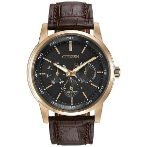 V`Y fB[X rv ANZT[ Men's Dress Eco-Drive Black-Brown Leather Strap Watch 44mm BU2013-08E No Color