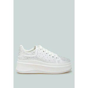 �������h�����O ���f�B�[�X �X�j�[�J�[ �V���[�Y Jitter Bug Rhinestones Embellished Chunky Sneakers White