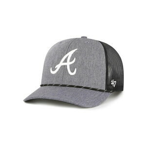 47�u�����h �����Y �X�q �A�N�Z�T���[ Men's Charcoal Atlanta Braves Carbon Rope Trucker Adjustable Hat Charcoal