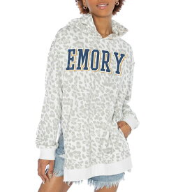 ゲームデイ レディース パーカー・スウェットシャツ アウター Emory Eagles Gameday Couture Women's Home Team Advantage Leopard Print Oversized SideSlit Pullover Hoodie White