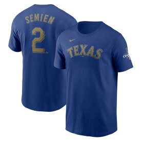 ナイキ メンズ Tシャツ トップス Marcus Semien Texas Rangers Nike 2024 Gold Collection Name & Number T Shirt Royal