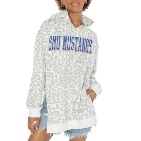 ゲームデイ レディース パーカー・スウェットシャツ アウター SMU Mustangs Gameday Couture Women's Home Team Advantage Leopard Print Oversized SideSlit Pullover Hoodie White