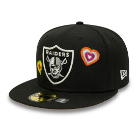 ニューエラ メンズ 帽子 アクセサリー Las Vegas Raiders New Era Chain Stitch Heart 59FIFTY Fitted Hat Black