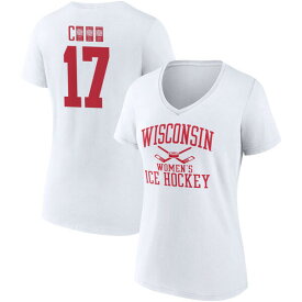 ファナティクス レディース Tシャツ トップス Wisconsin Badgers Fanatics Branded Women's Women's Ice Hockey PickAPlayer NIL Gameday Tradition VNeck T Shirt White