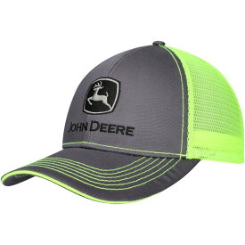 ジョンディア メンズ 帽子 アクセサリー John Deere Neon Trucker Adjustable Hat Charcoal/Neon Green