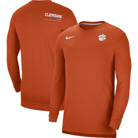 ナイキ メンズ Tシャツ トップス Clemson Tigers Nike 2022 Coach Performance Long Sleeve VNeck TShirt Orange