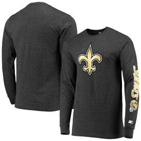 スターター メンズ Tシャツ トップス New Orleans Saints Starter Halftime Long Sleeve TShirt Heathered Charcoal