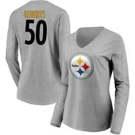 ファナティクス レディース Tシャツ トップス Pittsburgh Steelers Fanatics Branded Women's Team Authentic Custom Long Sleeve VNeck TShirt Gray