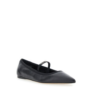 tFK fB[X pvX V[Y 'carice' Black Ballet Shoes With Ribbon Detail And Logo Lettering On The Front In Leather Woman Black