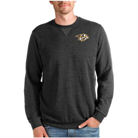 アンティグア メンズ パーカー・スウェットシャツ アウター Nashville Predators Antigua Reward Crewneck Pullover Sweatshirt Heathered Black