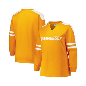 t@ieBNX fB[X Jbg\[ gbvX Women's Tennessee Orange Tennessee Volunteers Plus Size Contrast Sleeve Fleece Pullover Sweatshirt Tennessee Orange