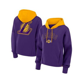ファナティクス レディース カットソー トップス Women'sPurple Los Angeles Lakers Post Up Boxy Pullover Hoodie Purple