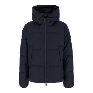 ^gX Y WPbgu] AE^[ 'antoldo' Blue Down Jacket With Hood And Logo Patch In Wool Man Blu
