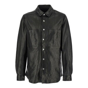 bNIEGX Y WPbgu] AE^[ Black Jacket With Classic Collar In Leather Man Black