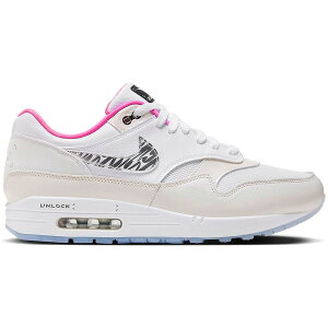 Nike �i�C�L �����Y �X�j�[�J�[ �yNike Air Max 1 Unlock Your Space�z �T�C�Y US_6(24.0cm) White/White/Phantom Grey/Metallic Silver