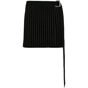 �A�~ ���f�B�[�X �X�J�[�g �{�g���X Pinstripe-pattern belted skirt Black