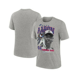 �i�C�L �����Y �V���c �g�b�v�X Men's Hank Aaron Heather Gray Atlanta Braves Cooperstown Collection Player Local T-Shirt Heather Gray