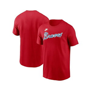 �i�C�L �����Y �V���c �g�b�v�X Men's Red Atlanta Braves Cooperstown Wordmark T-Shirt Red